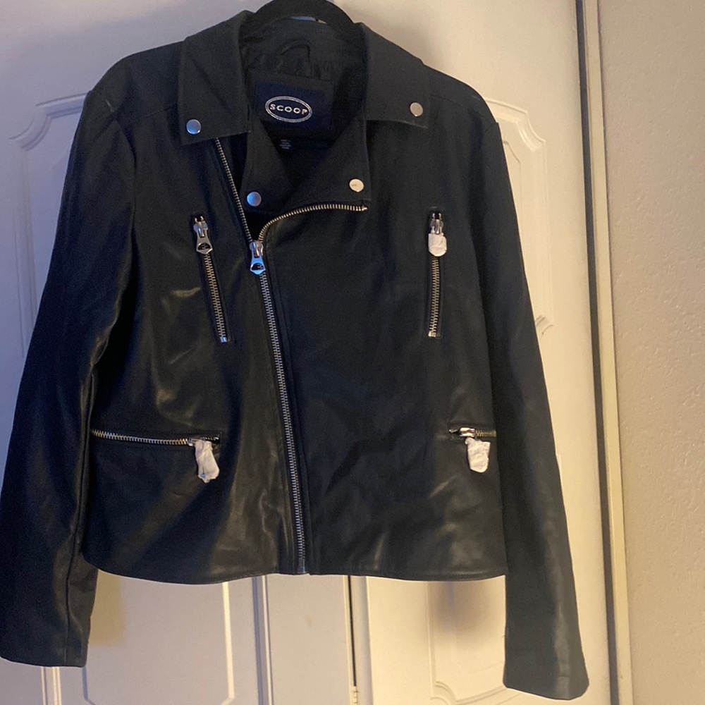 New vegan leather biker jacket
